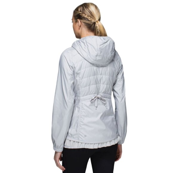Lululemon Spring Fling Puffy Windbreaker Jacket Womens 6 Gray Hooded Full Zip - Picture 2 of 12